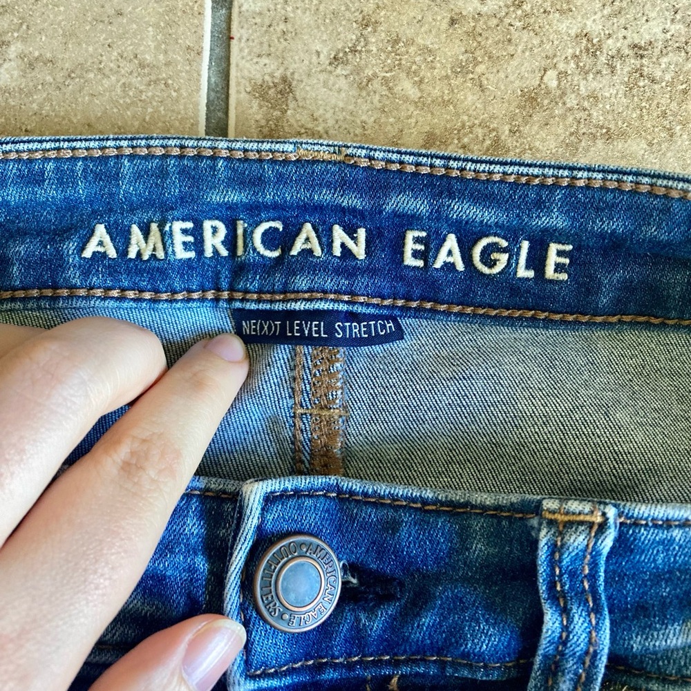 ๐ Gently loved American Eagle Outfitters hi rise jeggings in size 10 extra long - Picture 4 of 7